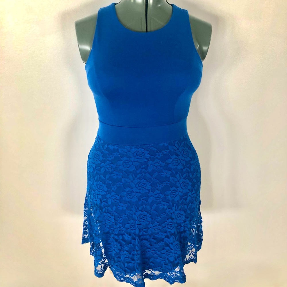 Charming Charlie Blue Lace Dress. Like new!